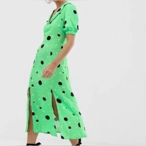 Reclaim Vintage Spot Daisy Midi Tea Dress sz 8